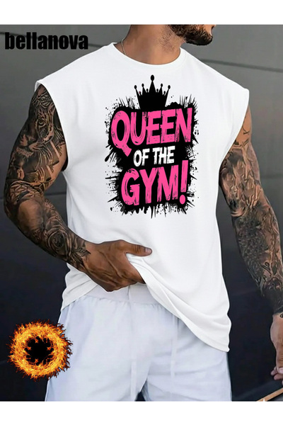 bellanova Men's White Printed Oversized Cut Cotton Crew Neck Undershirt