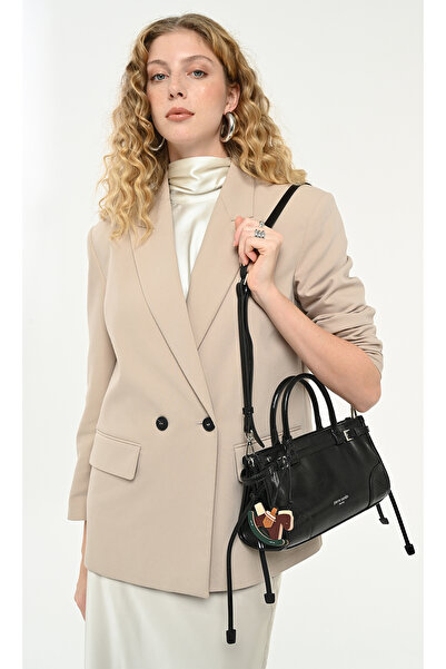 Pierre Cardin Black Zipper Closure Adjustable Detachable Strap Women's Cross ...