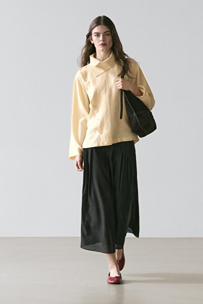 Massimo Dutti Pili detaylı dökümlü midi etek