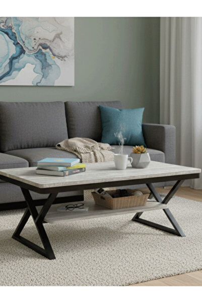 BEC5 Modern salon table - premium wood and sturdy iron base