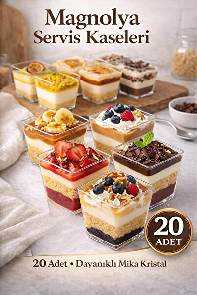 AYGÖREN HOME 20'li 200Cc Kübik Prizma Mika Magnolya Kase Plastik Tatlı Sunum ...