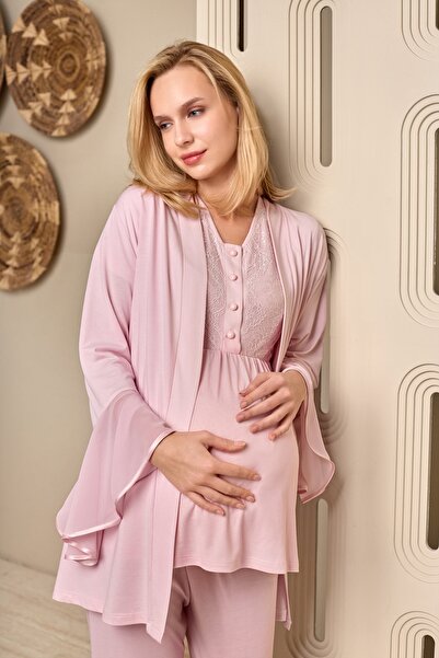 HDR TEKSTİL KUMAŞ İPLİK VE AKSESUARLARI KADIN EKRU LOHUSA KOL DETAYLI PİJAMA ...