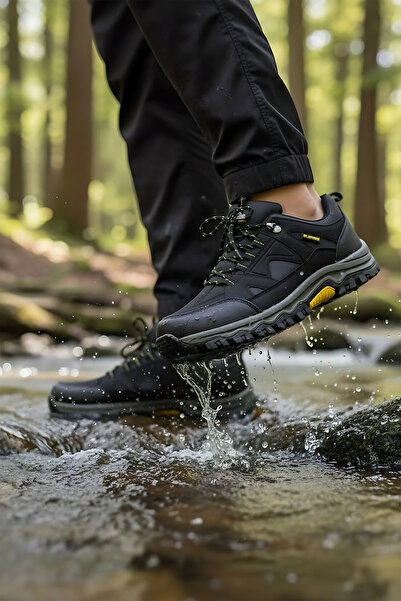 E SPORT Black Yellow Men's Casual Trekking Outdoor Shoes