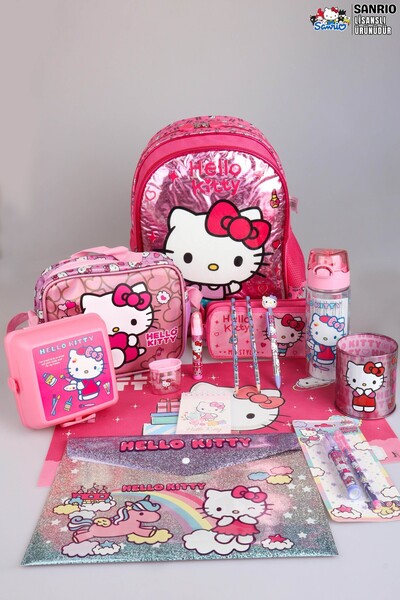 Hello Kitty New Season "Pink Love Collection" School, Lunch, and Pencil Bag w...