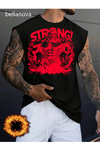 valeriae Limited Edition Design Raw Denim Themed Relaxed Fit Sleeveless T-Shirt