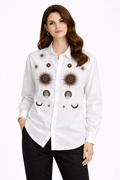 Ekol Boncuk İşlemeli Gömlek 2818