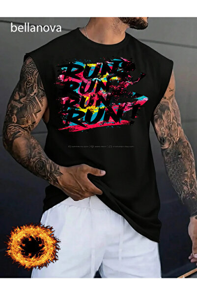 bellanova Black Crew Neck Superior Quality Printed Youth Modern Cut Tank Top