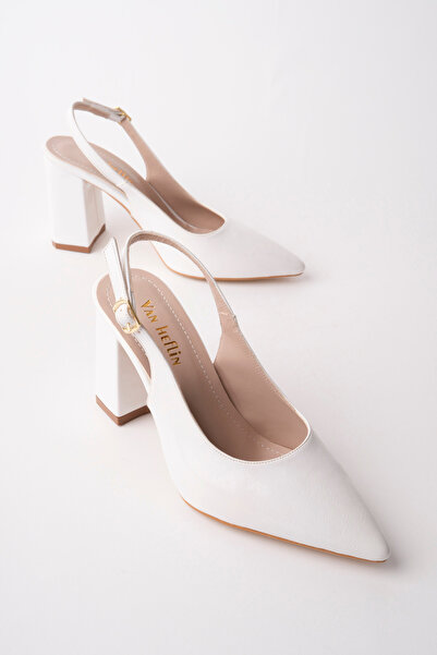 van heflin Pantofi clasici cu toc de 9 cm, albi, cu vârf ascuțit, pentru feme...