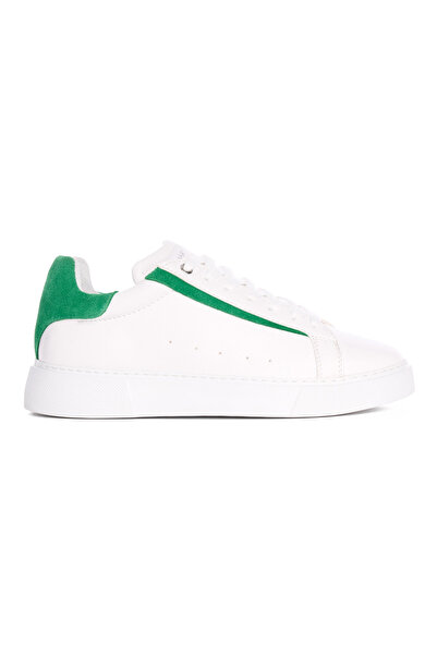 martin valen Axino Men's Casual White Sneaker – Green Leather Detail