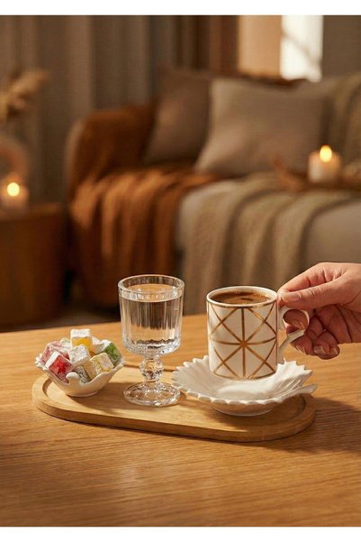 HomeTarz كوب ماء زجاجي للقهوة - طقم من 6 قطع، 65 مل