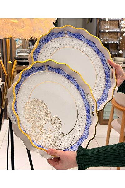 Onedekor 2li Blue Gold Lüks Tepsi