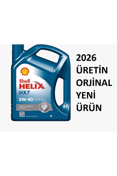SHELL 2026 Üretim Helix HX7 5W-40 Motor Yağı Sentetik 4L