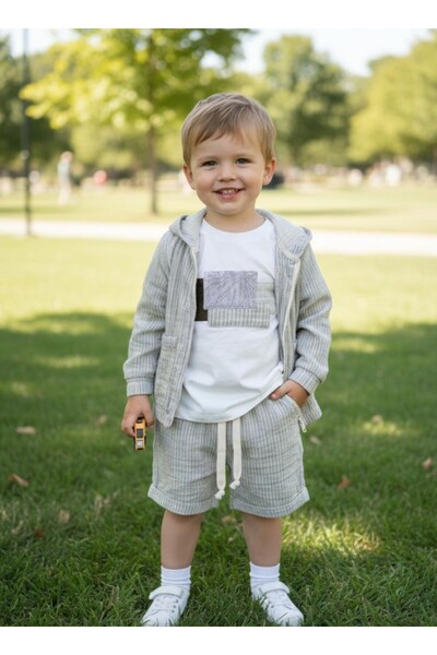 Ugly Duck SET TRIPLU CU DUNGĂTURI, CU GLUGĂ, PANTALONI SCURȚI ȘI TRICOU, 3-8 ...