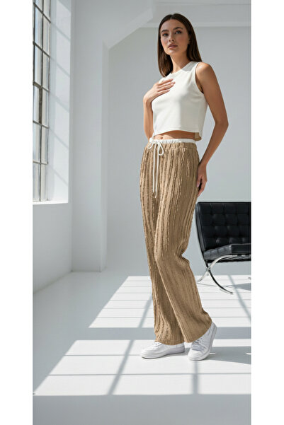 fablair Drawstring Textured High Waist Pants