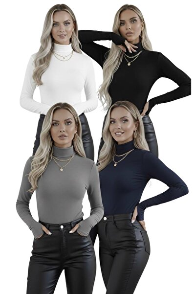 hashtag Жіночий боді з рибальським коміром, довгими рукавами, еластичний, з л...