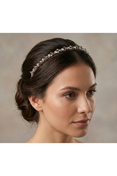 gelinmz Coroană de mireasă cu perle și pietre de cristal