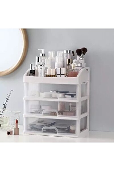 Selgot Cosmetic Organizer with 3 Transparent Drawers, Size 27 x 23.5 x 17 cm
