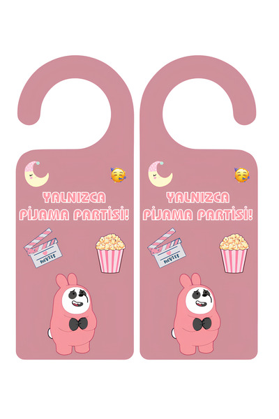 DRN DİZAYN Yalnızca Pijama Partisi! Kapı Askısı – Eğlenceli Kapı Kolu Uyarı A...