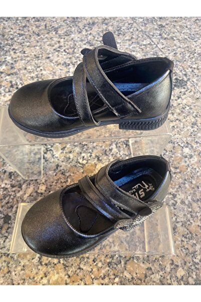 Aysun Ayakkabı Black Outer Material, Leather Strap, Orthopedic and Non-Slip S...