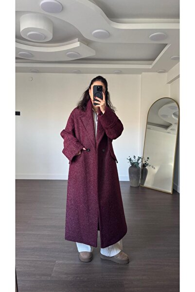 Grtrend Duble Kol Astarlı Uzun Kaban-Bordo