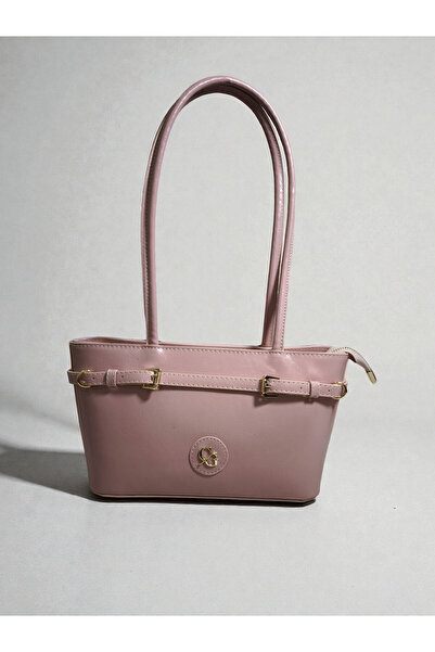 Jagu Women's Pink Belt Detailed Quality Lined Zipper Closure Wrinkled Shiny L...