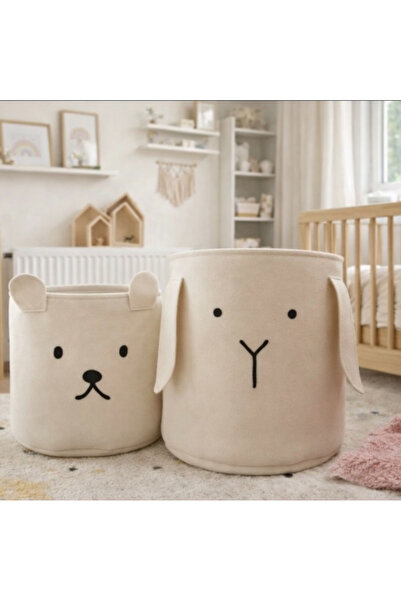 Kids Keçe Bebek Oyuncak Sepeti & Kirli Sepeti Seti Çocuk Odası Düzenleyici Organizer Sepet