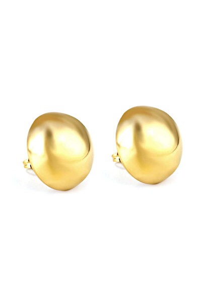 ASN Golden earrings, stainless steel, blown with 18k gold, convex shape, Kare...