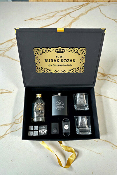 hediyemen Premium Hediyelik Kişisel Viski Bardağı ve Matara Seti