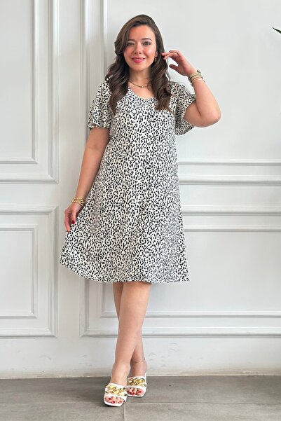 yb yağmur butik Rochie din viscoză cu mâneci tip înger și decolteu în V