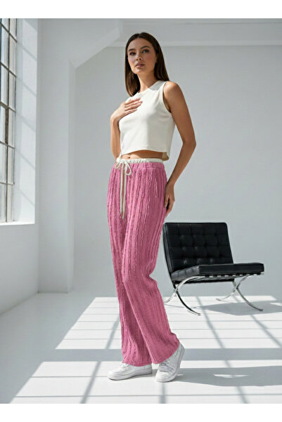 fablair Pantaloni cu talie înaltă și textură încrețită