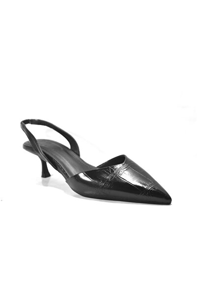 Beety 196.280 Black & Ecru Short Heeled Women's Stylish Stiletto Shoes