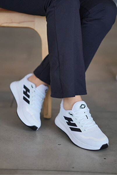 SOLAZER Women's White Black Sneaker Casual Sports Shoes 053-K 36