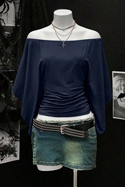 BALİNA Madonna Guler tip liliac, mânecă lungă, stil Y2K, crop top