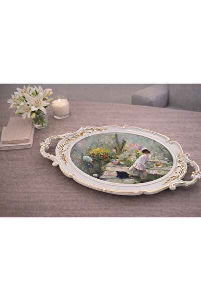 Zucci Home Hürrem Lüx Sunum Tepsisi | Bahar Bahçesi - Dekoratif Servis Tepsis...