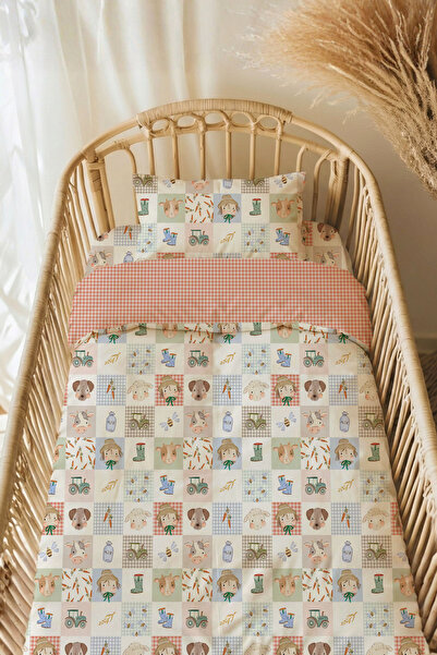 TBA COLLECTION Baby Size Duvet Cover Set - 100X150 cm - Botanic Lines