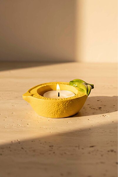 Rivaİstanbul Limon Tasarımlı Dekoratif Sarı Mumluk