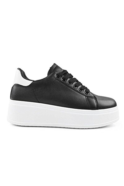 Tmall Women's Sports Shoes,-Leather, D1466, Black and White