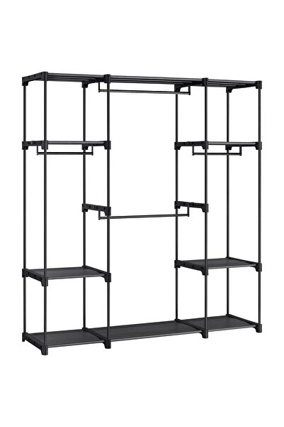 SONGMICS Dulap portabil pentru haine cu 4 șine și rafturi suspendate, cadru m...