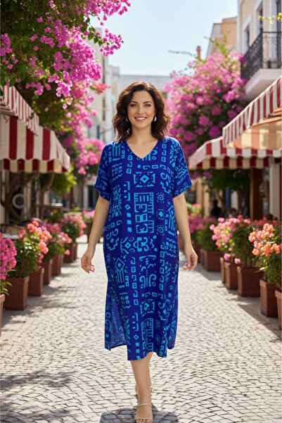 yb yağmur butik Φόρεμα από βισκόζη με σχέδιο σε σχήμα V