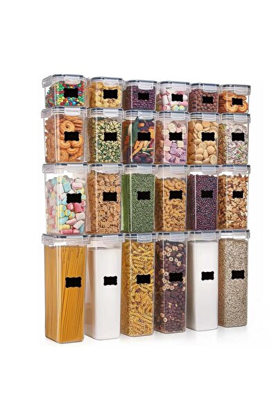 SERSIMO Set of 24 food storage containers, with airtight lids, labels and mar...