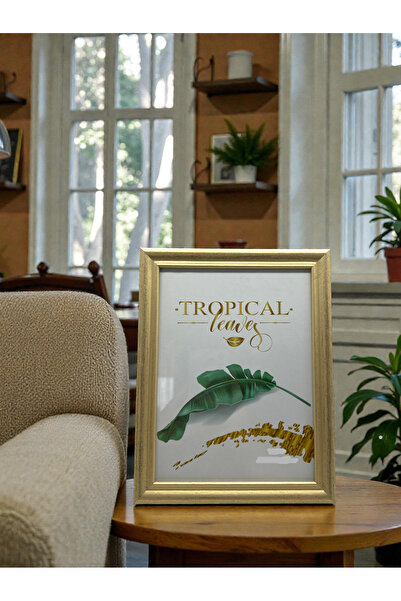 CİHO 13×28 cm Shiny Glass Gold Color Decorative Contrast Photo / Memory Frame