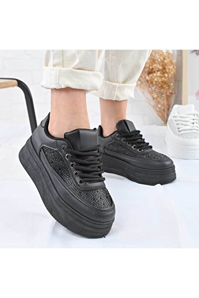 Tmall Pantofi sport pentru femei, piele cu strasuri, D1465, negru