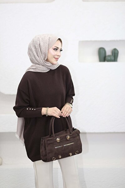 MY CİTY YASEMEN KADIN ZR SİMLİ KOLLARI DÜĞMELİ TRİKO TUNİK