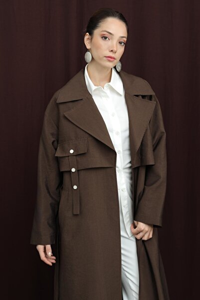 Puane Trench de damă cu detaliu buzunar și curea MARO 15228