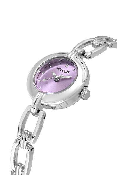 Polo Air Zincir Kordon Zarif Kadın Kol Saati Gümüş Mor Renk PL-1591B7x