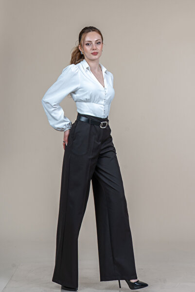 MissVina High Waist Belted Classic Pocket Trousers 30362