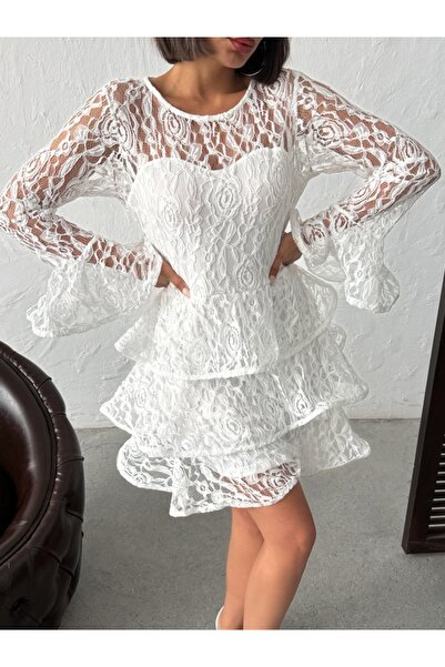 ADAMODA.RO Elegant embroidered dress with ruffles