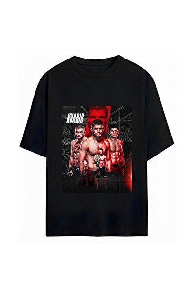 SVART WEAR تي شيرت كبير الحجم مطبوع عليه خبيب نورماغوميدوف للجنسين