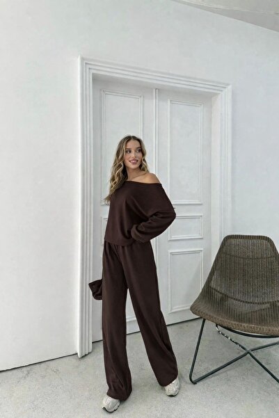 peri tower New Season Women's Modal Fabric Loose Off-Shoulder Blouse and Trou...