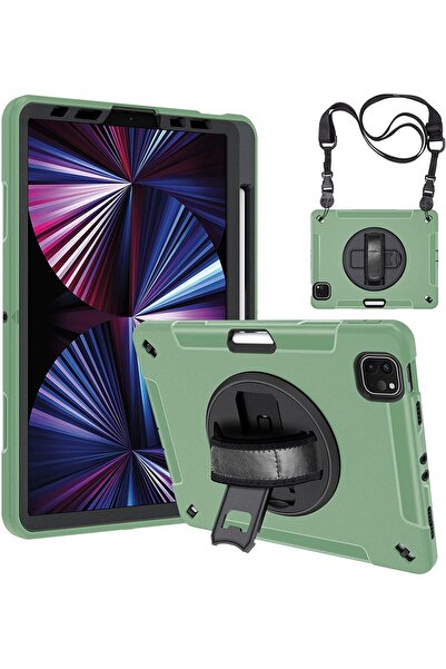 OEM Husă iPad Pro 11 3/2/1, Protecție 3 Straturi, Suport 360, Curea Umăr, Sil...